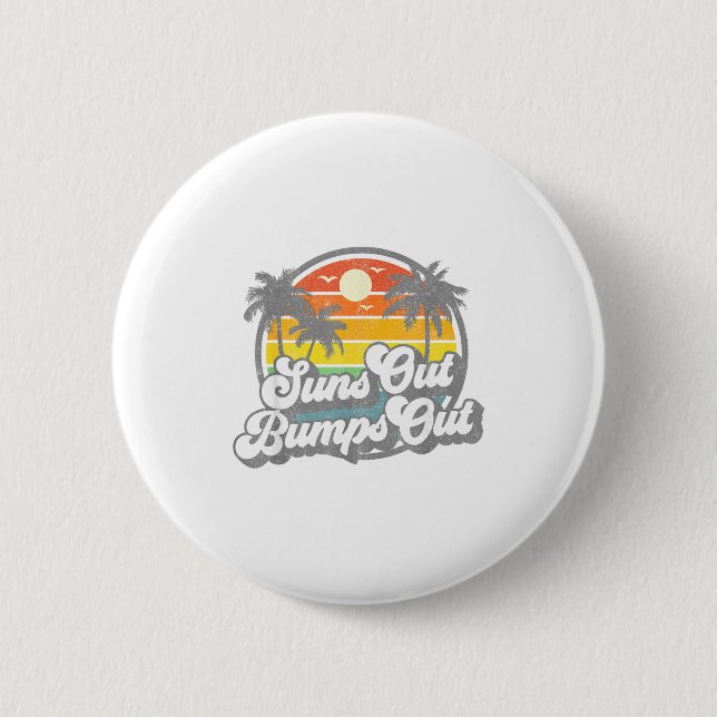 Suns Out Bumps Out Beach Funny Pregnancy Cute Mate Button (Vorderseite)