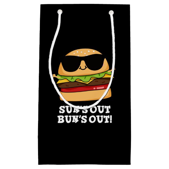 Sun's Out Bun's Out Funny Burger Pun Dark BG Kleine Geschenktüte (Vorderseite)