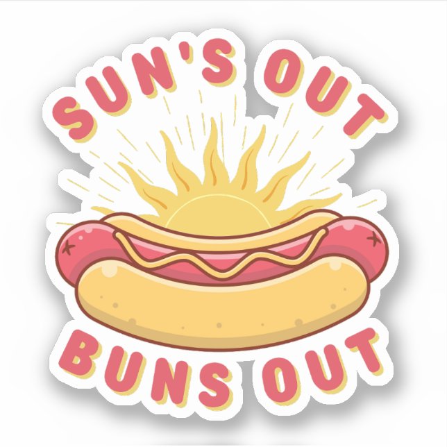 Suns out Buns Out Summer GRILLEN Aufkleber (Vorderseite)