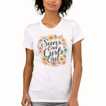"Suns Out, Curls Out" Frühjahrs-Blumen Grafik T-Sh