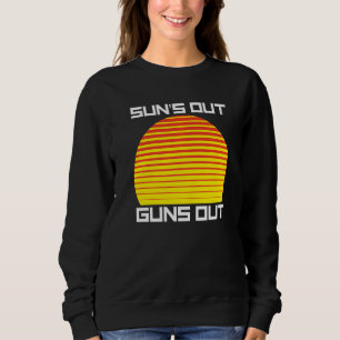 Sun's Out Gun's Out Stripe Sonnenuntergang Muskel Sweatshirt