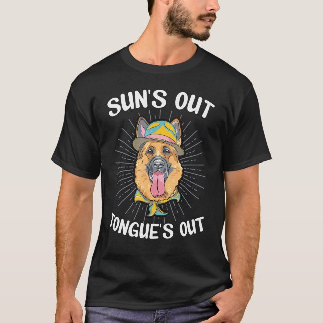 Suns out Tongues Out German Shepard Shepherd Dog K T-Shirt (Vorderseite)