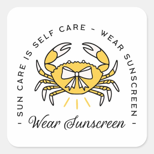 Sunscreen spf dermatologist self care sun reminder quadratischer aufkleber (Vorderseite)