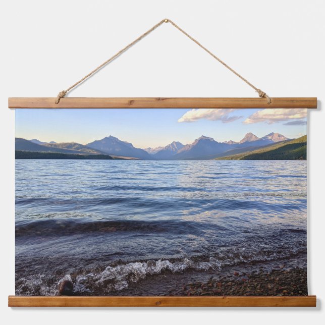 Sunset Across Glacier Nationalpark Wandteppich Mit Holzrahmen (Vorne)