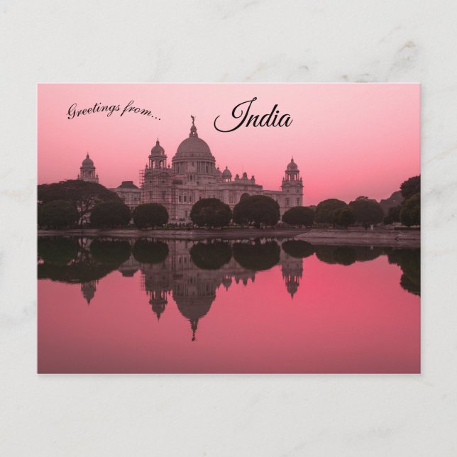 Sunset an der Victoria-Gedenkstätte Kolkota Indien Postkarte (Vorderseite)