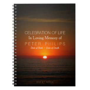 Sunset and Sea Celebration of Life Guest Book Notizblock