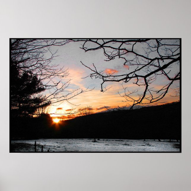 Sunset and Snowy Field Poster (Vorne)