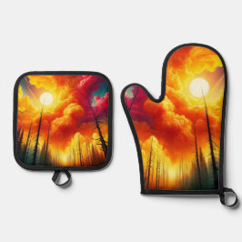 Sunset Art Ofenhandschuh & Topflappen-Set