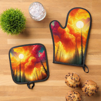 Sunset Art Ofenhandschuh & Topflappen-Set