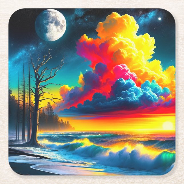 Sunset Art Rechteckiger Pappuntersetzer (Vorderseite)