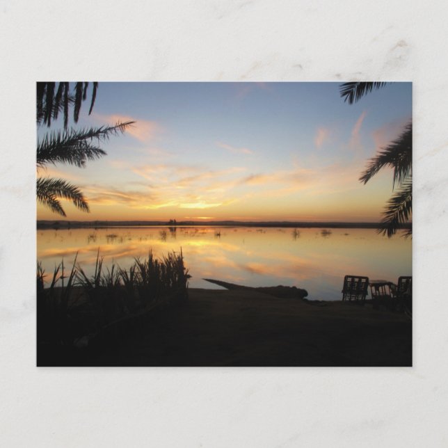 Sunset at Fatnas Island, Siwa Oasis, Afrika Postkarte (Vorderseite)