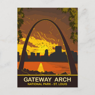 Sunset at Gateway Arch, St Louis, Travel Postkarte