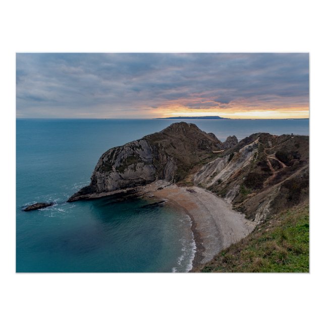 Sunset at Jurrasic Coast, England, UK Poster (Vorderseite)