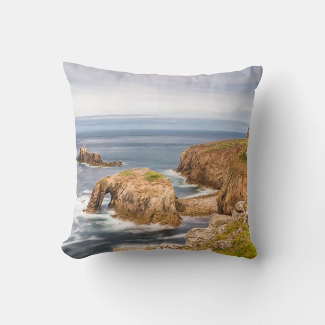 Sunset at Lands End in Cornwall England Kissen (Vorderseite)