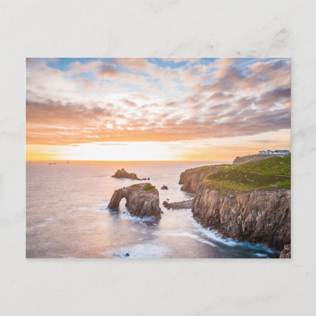 Sunset at Lands End in Cornwall England Postkarte (Vorderseite)