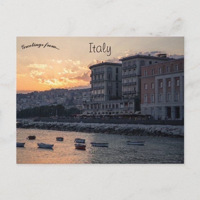 Sunset at Napoli Coastline Italien Postkarte (Vorderseite)