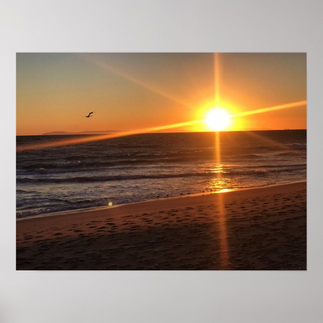 Sunset at Newport Beach, California Poster (Vorne)
