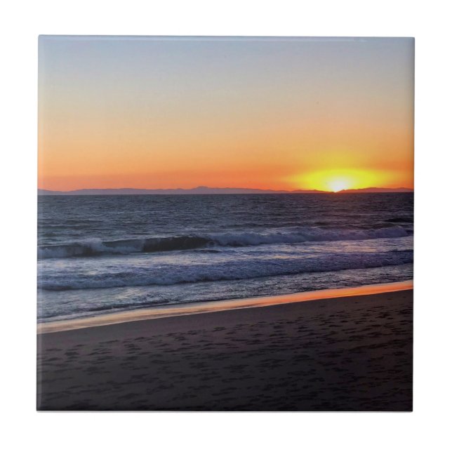 Sunset at Newport Beach, Kalifornien Fliese (Vorderseite)