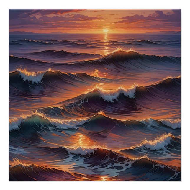 sunset at ocean wall art poster (Vorderseite)