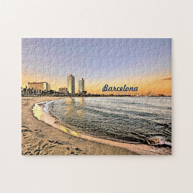 Sunset at Olympic Port of Barcelona, Spain, (Horizontal)