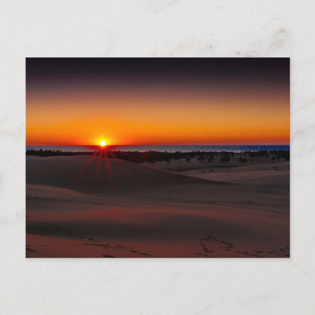 Sunset at Silver Lake Staat Park, Michigan Postkarte (Vorderseite)