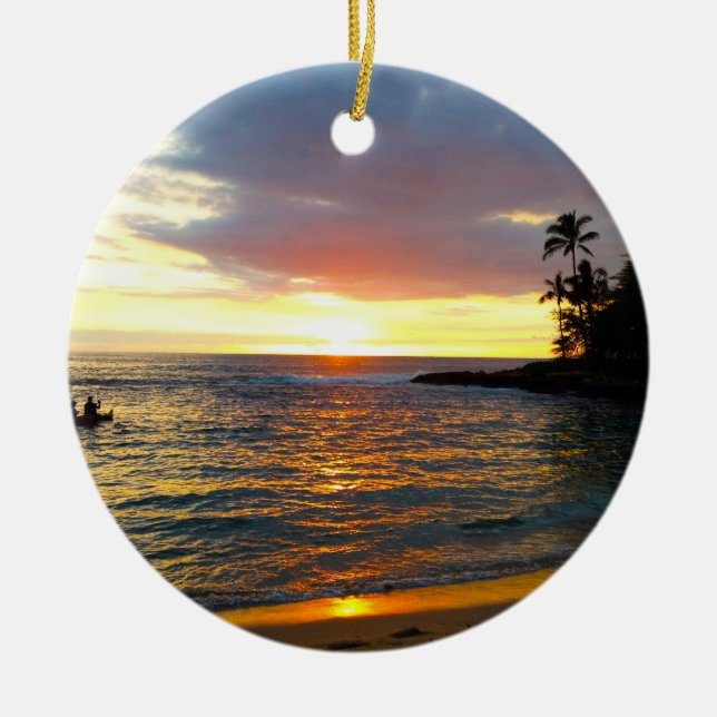 Sunset at the Beach Keramik Ornament (Vorne)