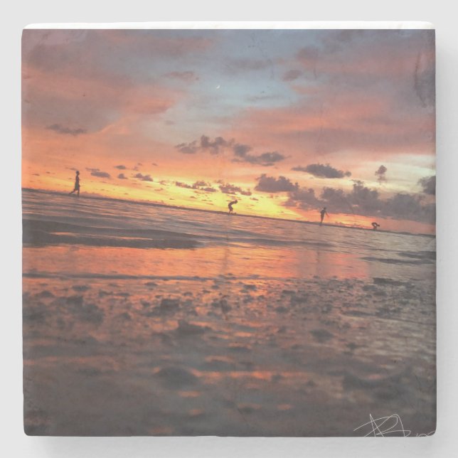 Sunset at the Beach Steinuntersetzer (Vorderseite)