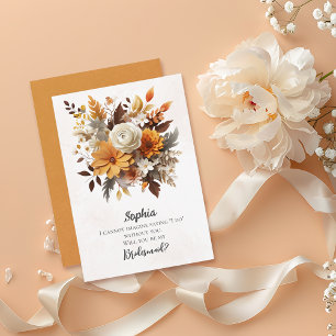 Sunset Autumn Florals Bridesmaid Vorschlag Einladung