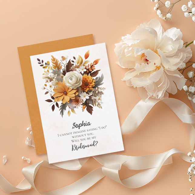 Sunset Autumn Florals Bridesmaid Vorschlag Einladung (Von Creator hochgeladen)