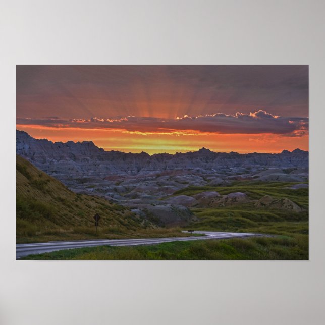 Sunset, Badlands National Park Poster (Vorne)