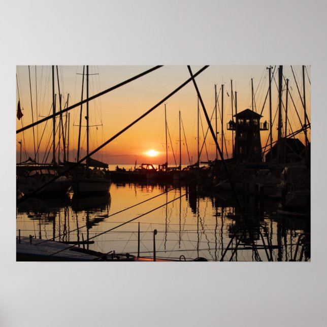 Sunset Bagenkop Harbor, Langeland, Dänemark Poster (Vorne)