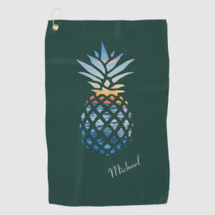 Sunset Beach Ananas Vatertag nach Maß Golfhandtuch