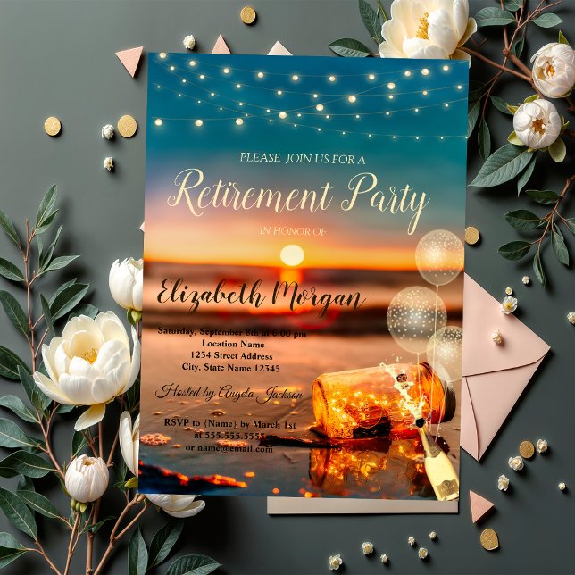 Sunset Beach Balloons, Wine Retirement Party I Einladung (Von Creator hochgeladen)