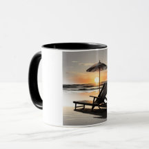 "Sunset Beach Chair Mug - Coastal Relaxation Cup"