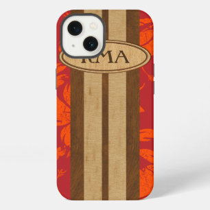 Sunset Beach Faux Holz-Surfbrett Hawaiianisches Mo iPhone Hülle