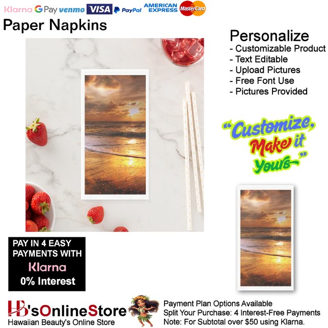 Sunset Beach Gästetücher Papiertücher 44 Serviette (Sunset Beach Tables Kitchen Restaurant Decor Paper Guest Towels 44.)