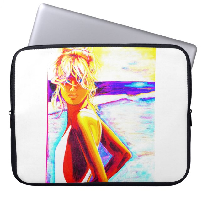 Sunset Beach Girl Laptopschutzhülle (Vorderseite)