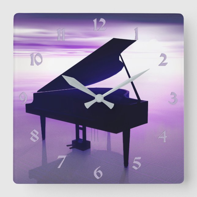 Sunset Beach Grand Piano Musik Uhr (Vorderseite)