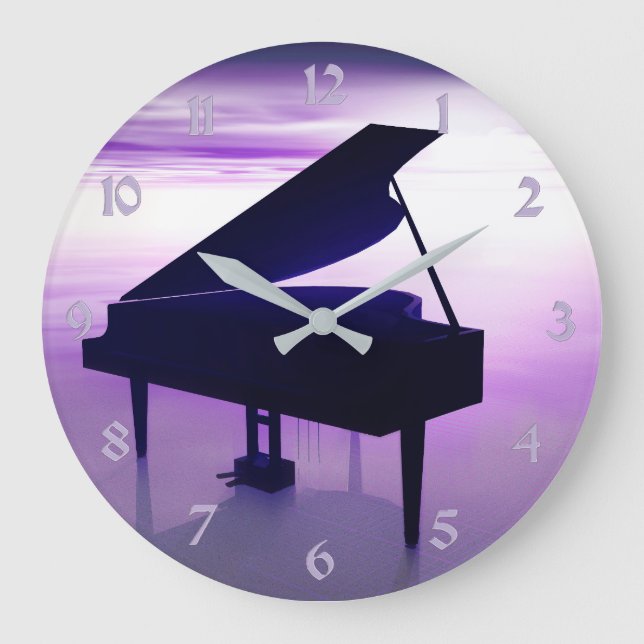 Sunset Beach Grand Piano Musik Uhr (Vorderseite)