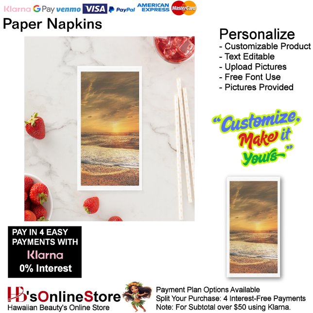 Sunset Beach Guest Towel Paper Napkins 43 Serviette (Sunset Beach Tables Kitchen Restaurant Decor Paper Guest Towels 43.)