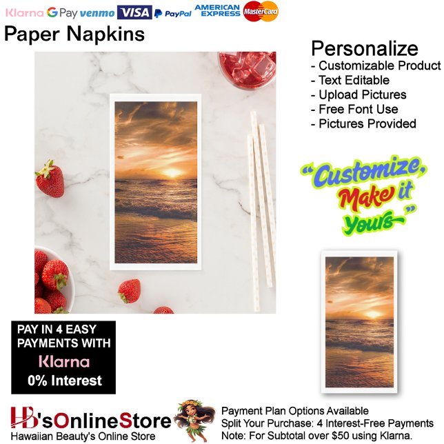 Sunset Beach Guest Towel Paper Napkins 45 Serviette (Sunset Beach Tables Kitchen Restaurant Decor Paper Guest Towels 45.)