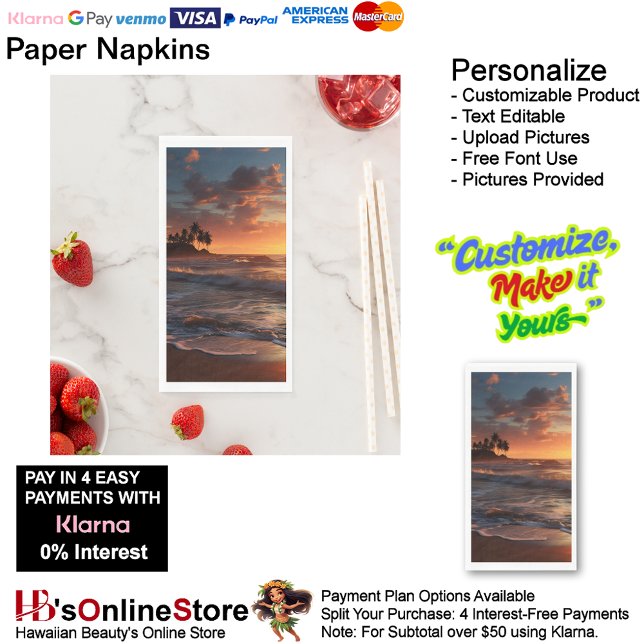 Sunset Beach Handtuchpapier Napkins 3 Serviette (Sunset Beach Tables Kitchen Restaurant Decor Paper Guest Towels 3.)