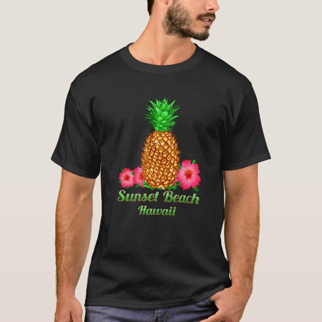 Sunset Beach Hawaii Ananas T-Shirt (Vorderseite)