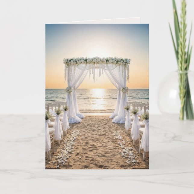 Sunset Beach Hochzeit Glückwunsch Karte (Vorderseite)