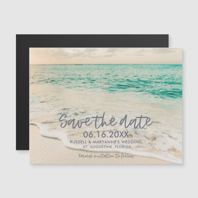 Sunset Beach Hochzeit Save the Date Magnetkarte (Vorne/Hinten)