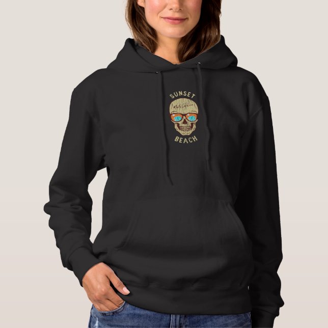 Sunset Beach NC Summertime Vacationing Skull Sungl Hoodie (Vorderseite)