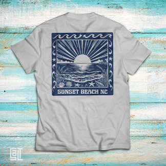 Sunset Beach NC Vintage Küstenlandschaft bei Sonne T-Shirt