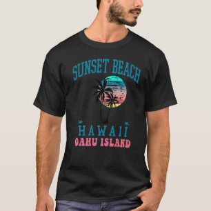 Sunset Beach Oahu Island Hi Beach Palm Tremer Somm T-Shirt