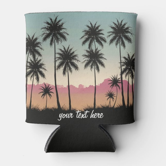 Sunset Beach Palm Tree Sommerurlaub nach Maß Dosenkühler (Vorderseite)