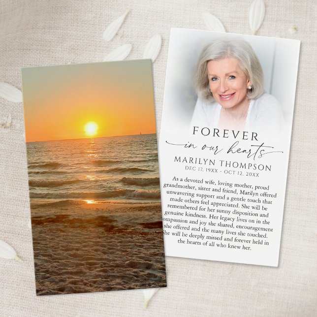 Sunset Beach Photo Memorial Sympathy Prayer Card (Créateur téléchargé)